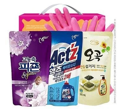 피죤 액츠 오곡안심설거지 고무장갑 4종세트