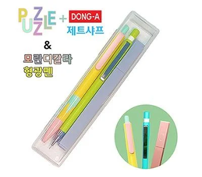 퍼즐볼펜제트샤프모란디형광펜 3P세트