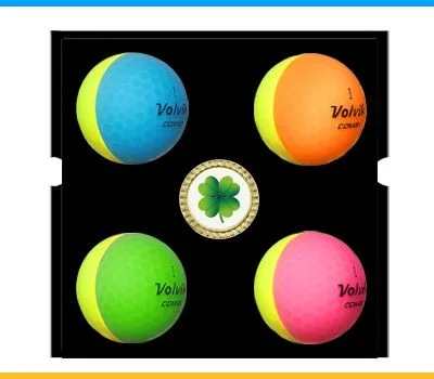 볼빅 비비드 콤비 4구 볼마커세트 반반 골프공 무광