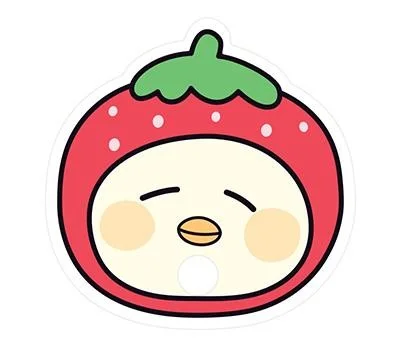 딸기오리자유형 둥글이 부채